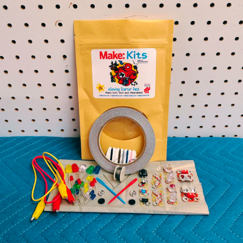 Maker School sewing starter pack with materials for hands-on learning in STEAM activities.