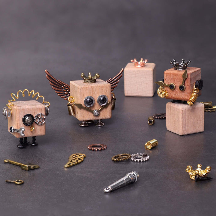 DIY Timberbot Kit – Build 2 Wooden Robots, Make Keychains &amp; Necklaces