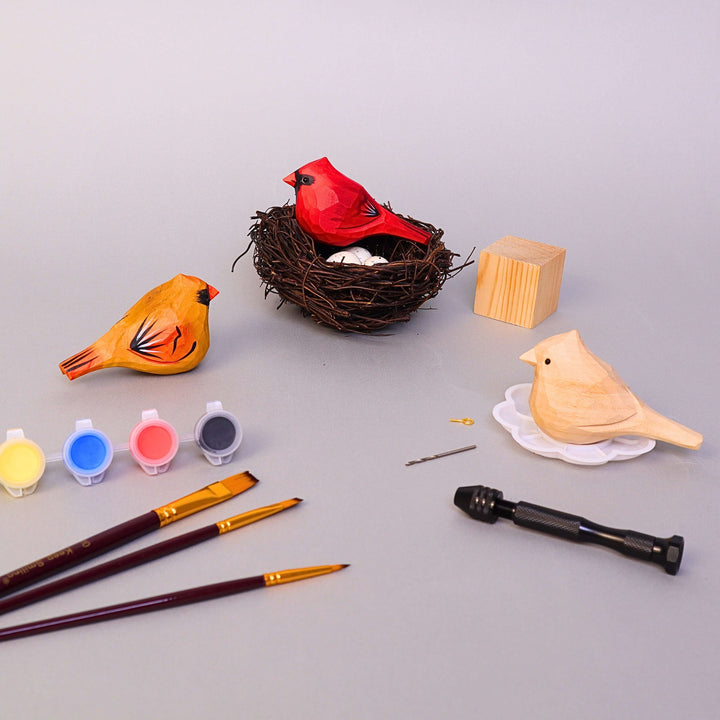 Hand-Carved Cardinal Bird DIY Painting Kit