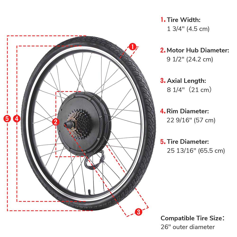 DIY 26 Inch 48v 1000w Ebike Conversion Kit Rear