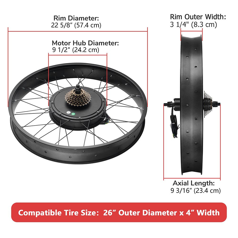 DIY 26 Inch 1500w Fat Tire Ebike Conversion Kit Pedal Assist Rear