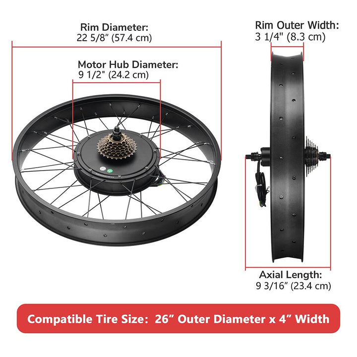 DIY 26 Inch 1500w Fat Tire Ebike Conversion Kit Pedal Assist Rear