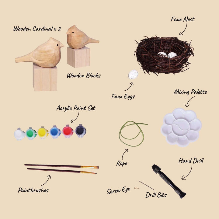 Hand-Carved Cardinal Bird DIY Painting Kit
