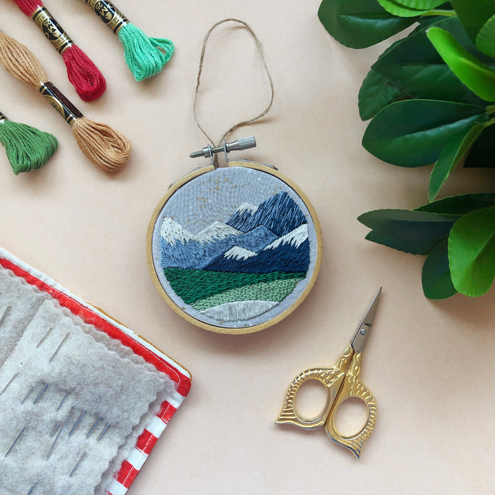 Mountains Are Calling Ornament- Mini Embroidery Kit for Beginners