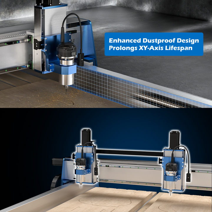 PROVerXL 4x4 CNC Router Machine, Support Dual Z-Axis, Closed-loop Stepper Motor, Ball Screw Drive System, 1300x1300 Work Area for Wood Metal Carving