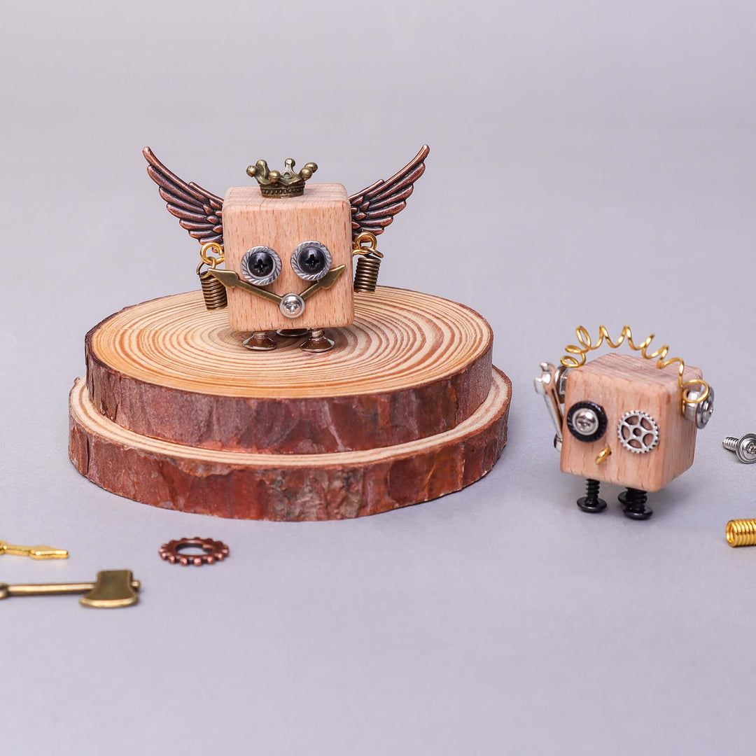 DIY Timberbot Kit – Build 2 Wooden Robots, Make Keychains &amp; Necklaces