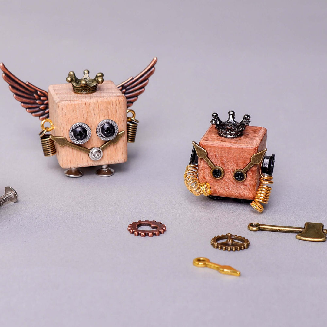 DIY Timberbot Kit – Build 2 Wooden Robots, Make Keychains &amp; Necklaces