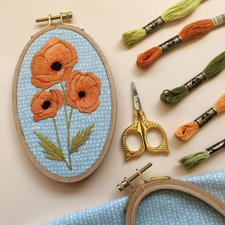 Poppies - Intermediate Floral Hand Embroidery Kit
