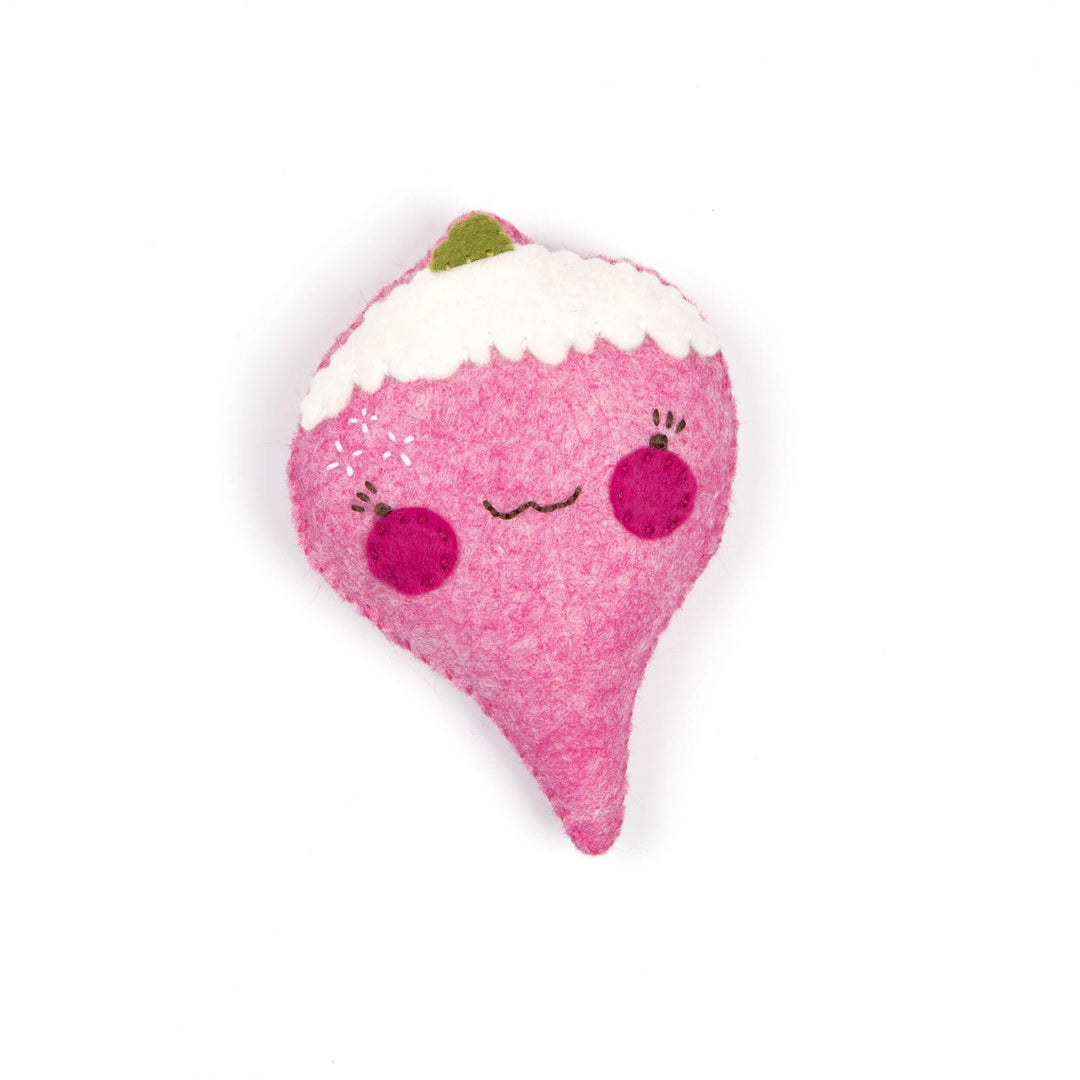 Rabina the Ravishing Radish Felt Stitching Kit - adorable pink plush radish with cute facial features.