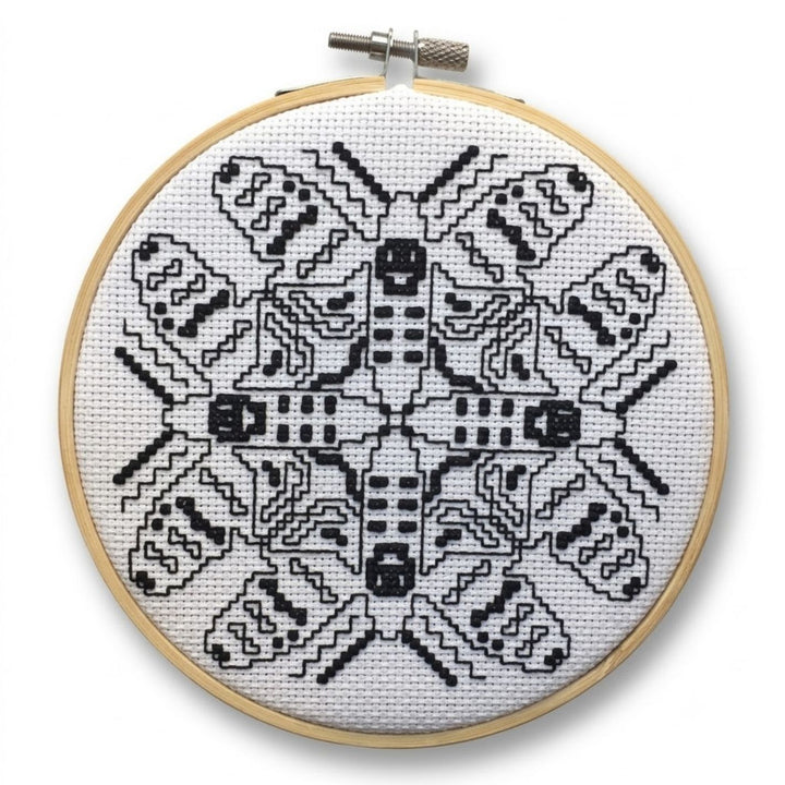 Blackwork Moth Counted Cross Stitch DIY KIT