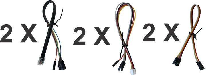 Open Hardware Cables - three types of connectors with labels showing quantity, perfect for micro:bit, Arduino, Raspberry Pi.