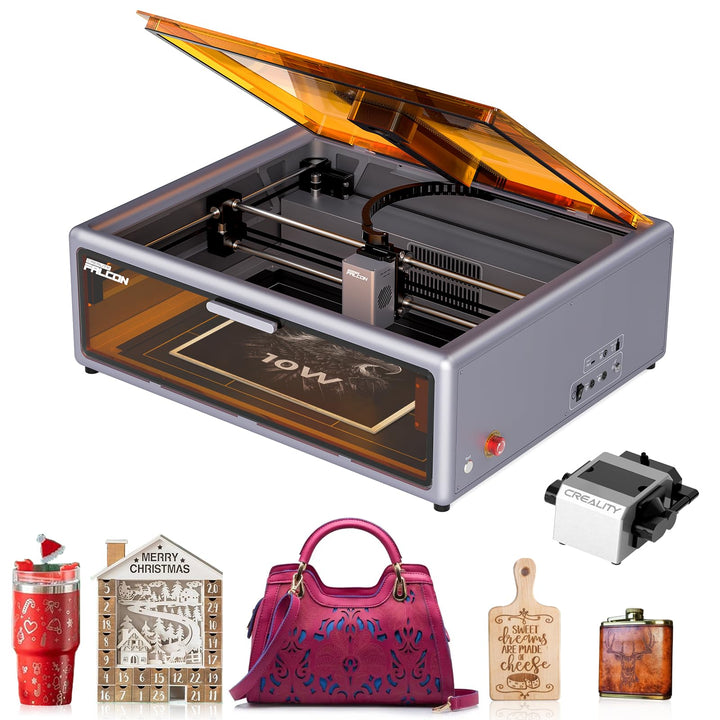 Creality Falcon A1 10W Laser Engraver, Enclosed Laser Cutter with Air Assist, HD Camera Positioning, Beginner-friendly, Class 1 Safety Laser Engravering Machine for Wood and Metal, Acrylic
