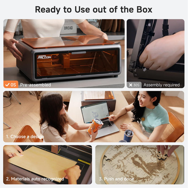 Creality Falcon A1 10W Laser Engraver, Enclosed Laser Cutter with Air Assist, HD Camera Positioning, Beginner-friendly, Class 1 Safety Laser Engravering Machine for Wood and Metal, Acrylic