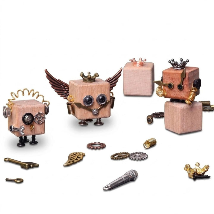 DIY Timberbot Kit – Build 2 Wooden Robots, Make Keychains &amp; Necklaces