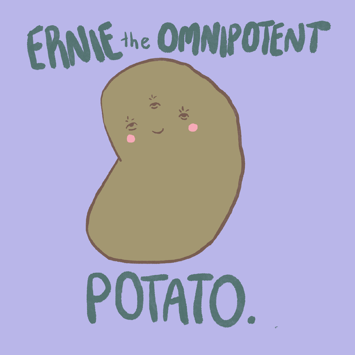 Ernie the Omnipotent Potato Felt Stitching Kit - cute plush potato illustration with smiling face.