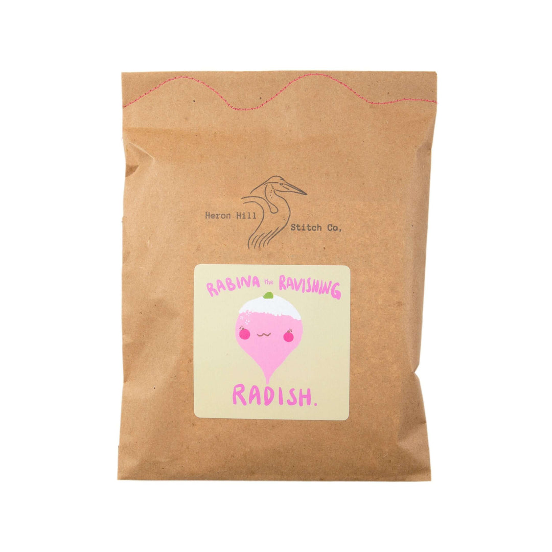 Rabina the Ravishing Radish Felt Stitching Kit packaging with a cute radish illustration.
