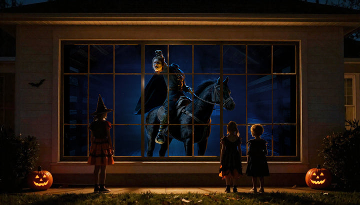 HoliScapes® USB Projector Kit - Legends of Halloween + Projector + 48" x 72" Projection Screen