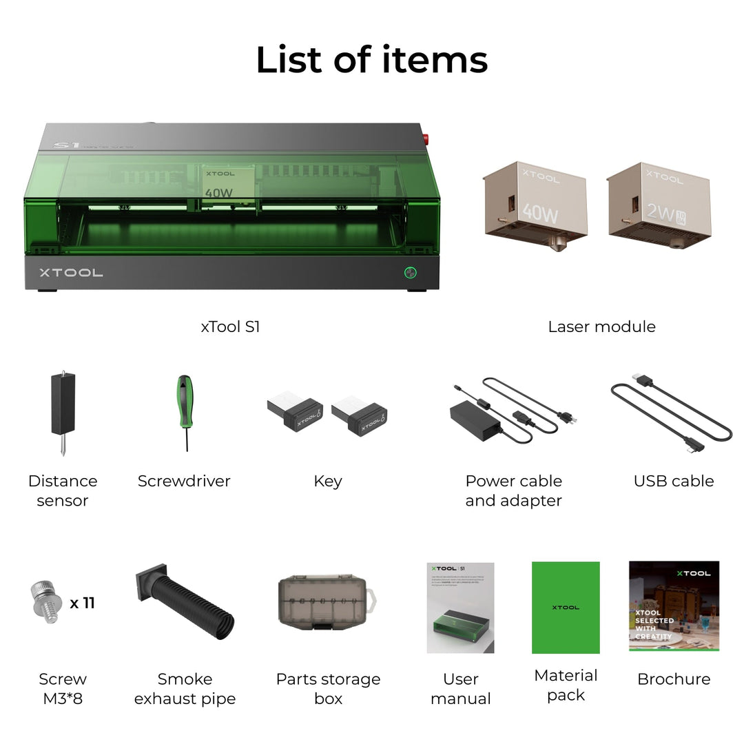 xTool S1 + 1064nm IR Laser Kit: Enclosed Diode Laser Engraver &amp; Cutter