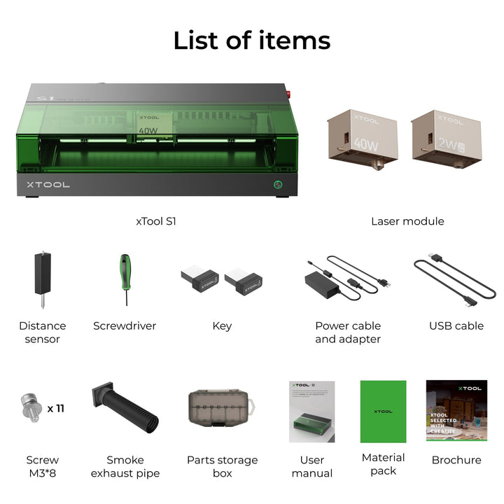 xTool S1 + 1064nm IR Laser Kit: Enclosed Diode Laser Engraver &amp; Cutter