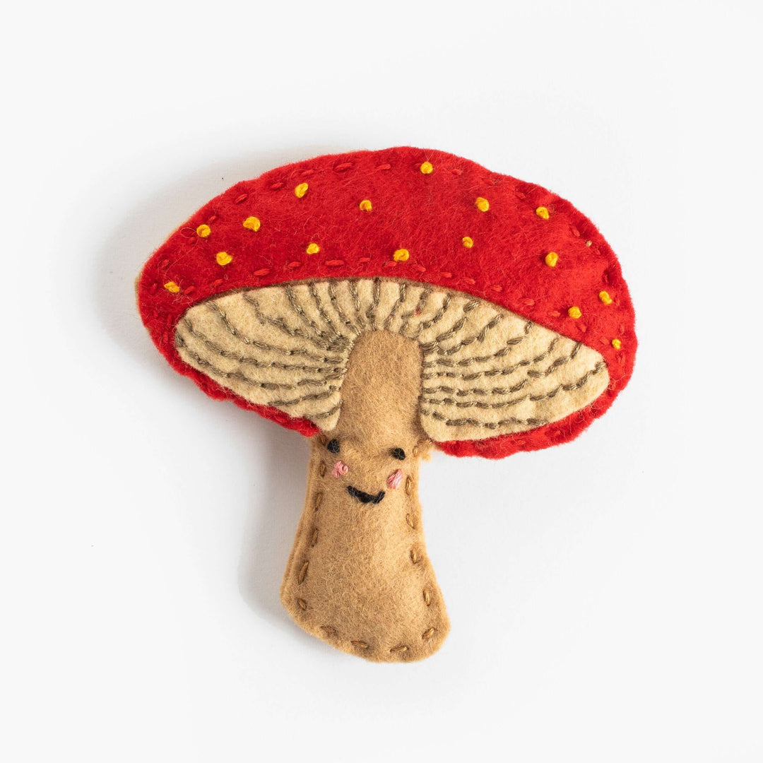 Marta the Marvelous Mushroom Felt Stitching Kit - adorable red felt mushroom plush with smiley face