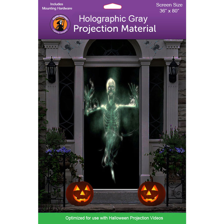 (36" x 80") Gray Door Holographic Rear Projection Screen with Mounting Hardware for Projecting Halloween Videos