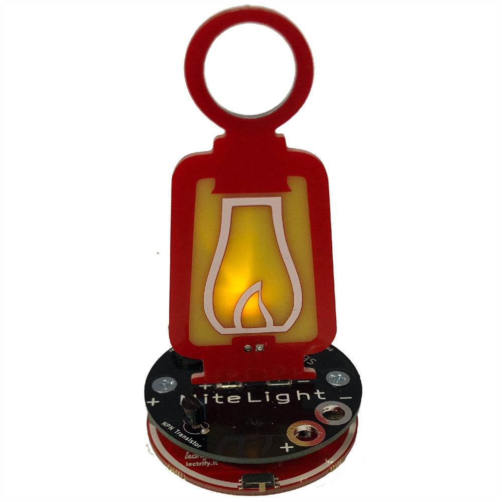 Learn To Solder - NiteLight Lantern showcasing a lit LED lantern design in a DIY electronics kit.
