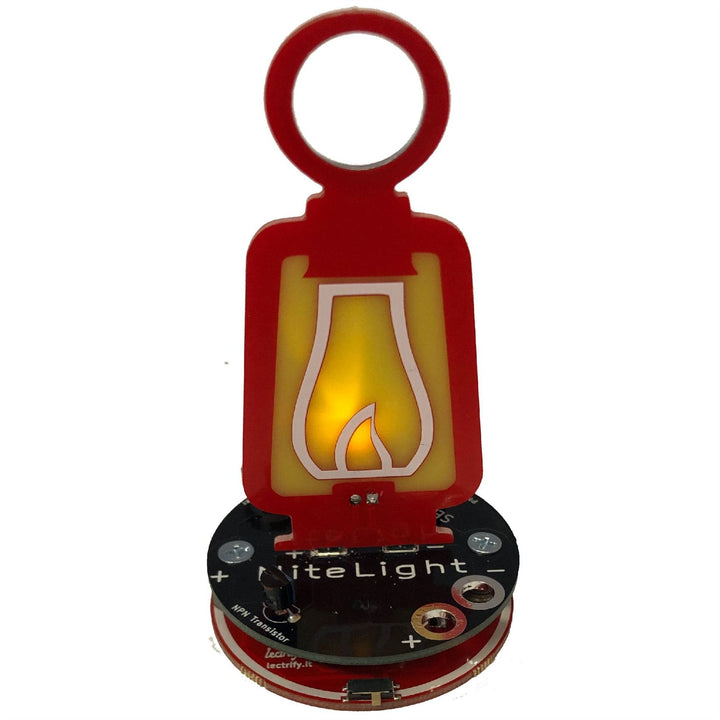 Learn To Solder - NiteLight Lantern showcasing a lit LED lantern design in a DIY electronics kit.