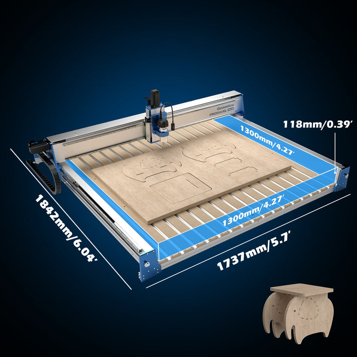 PROVerXL 4x4 CNC Router Machine, Support Dual Z-Axis, Closed-loop Stepper Motor, Ball Screw Drive System, 1300x1300 Work Area for Wood Metal Carving