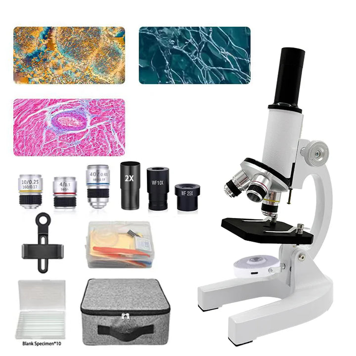40X–2000X Microscope for Kids Adults with LED Light Phone Adapter Kit