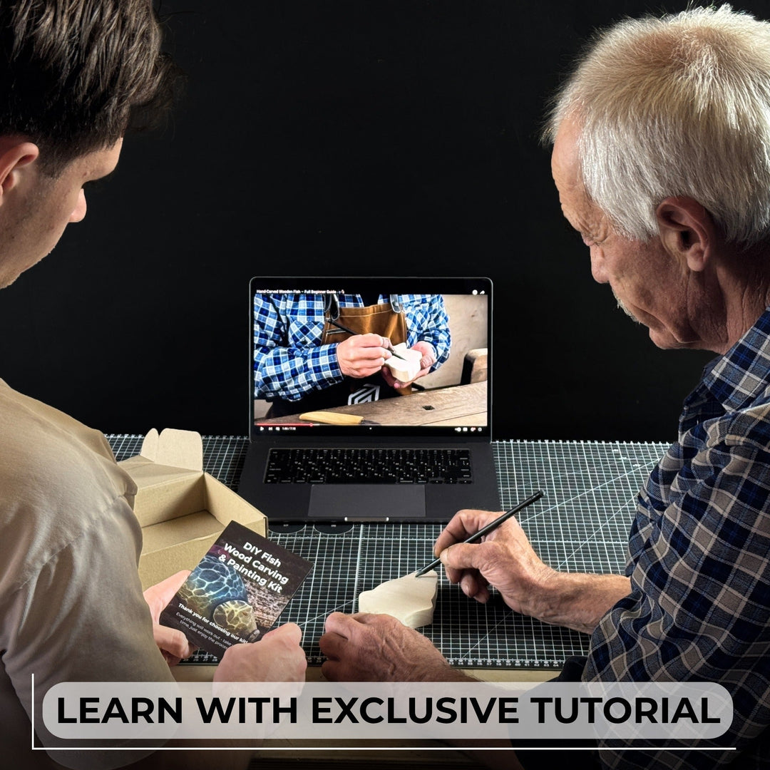 DIY Fish Wood Carving &amp; Painting Kit – Beginner Whittling Set with Video Tutorial
