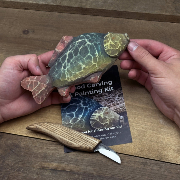 DIY Fish Wood Carving &amp; Painting Kit – Beginner Whittling Set with Video Tutorial