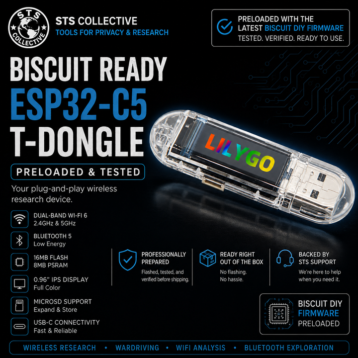 Biscuit Ready ESP32-C5 T-Dongle | Preloaded &amp; Tested | STS Collective