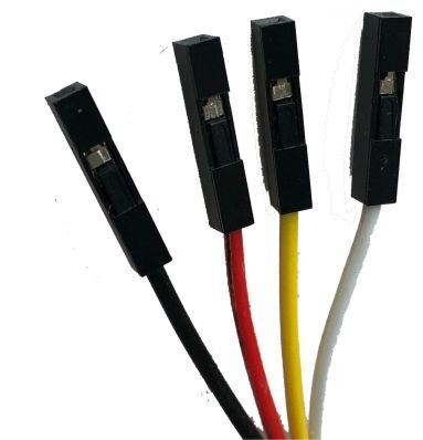 Open Hardware Cables in black, red, yellow, and white, designed for easy connections with micro:bit and Arduino projects.