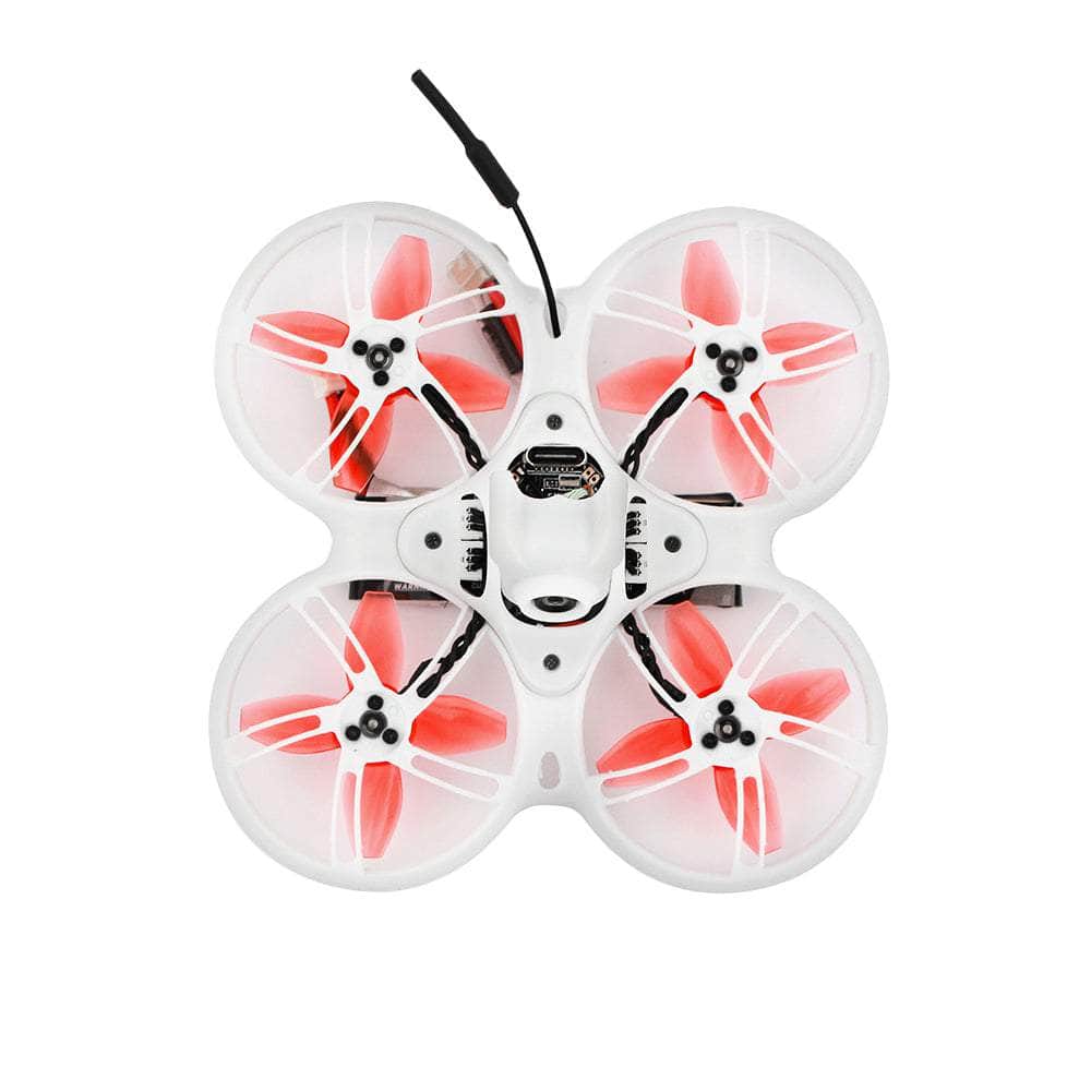 EMAX Tinyhawk III Plus racing drone top view with pink propellers and camera for FPV racing.