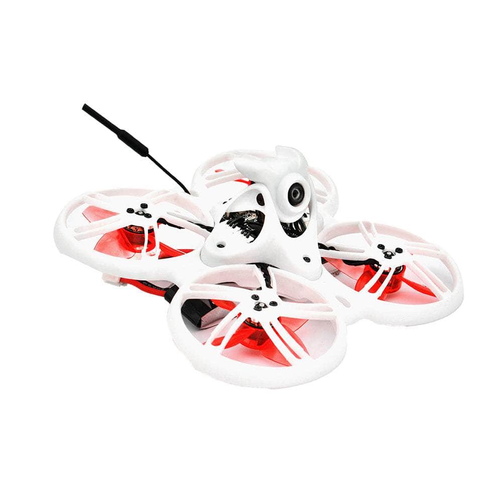 EMAX Tinyhawk III Plus racing drone 1-2S w/RunCam Nano - ELRS 2.4 GHz in white and red design.