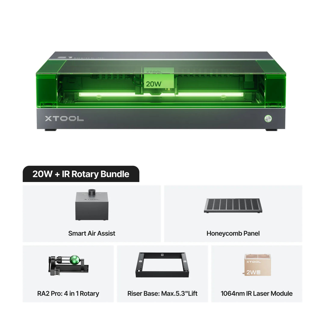 xTool S1 + 1064nm IR Laser Kit: Enclosed Diode Laser Engraver &amp; Cutter
