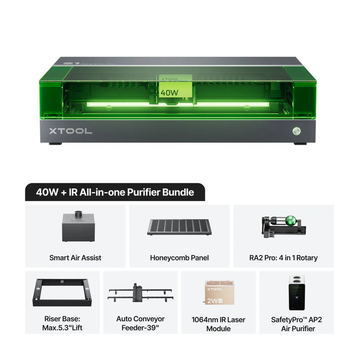 xTool S1 + 1064nm IR Laser Kit: Enclosed Diode Laser Engraver &amp; Cutter