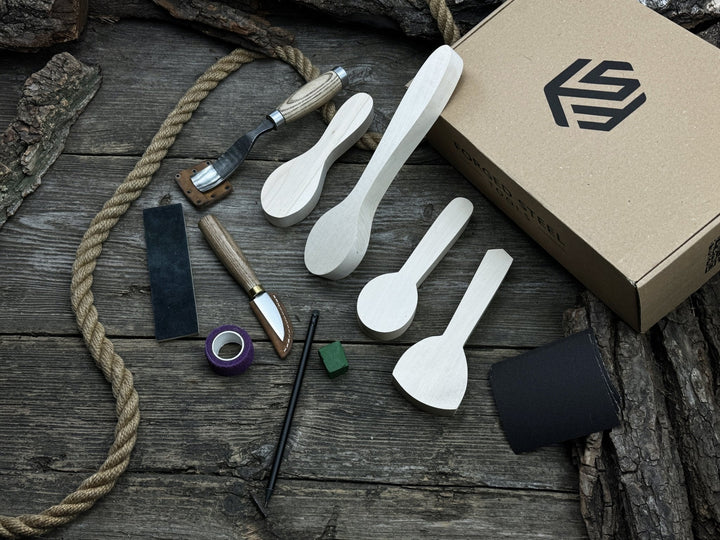 Spoon Carving Kit – DIY Wood Carving Set with Tools &amp; Spoon Blanks for Starters