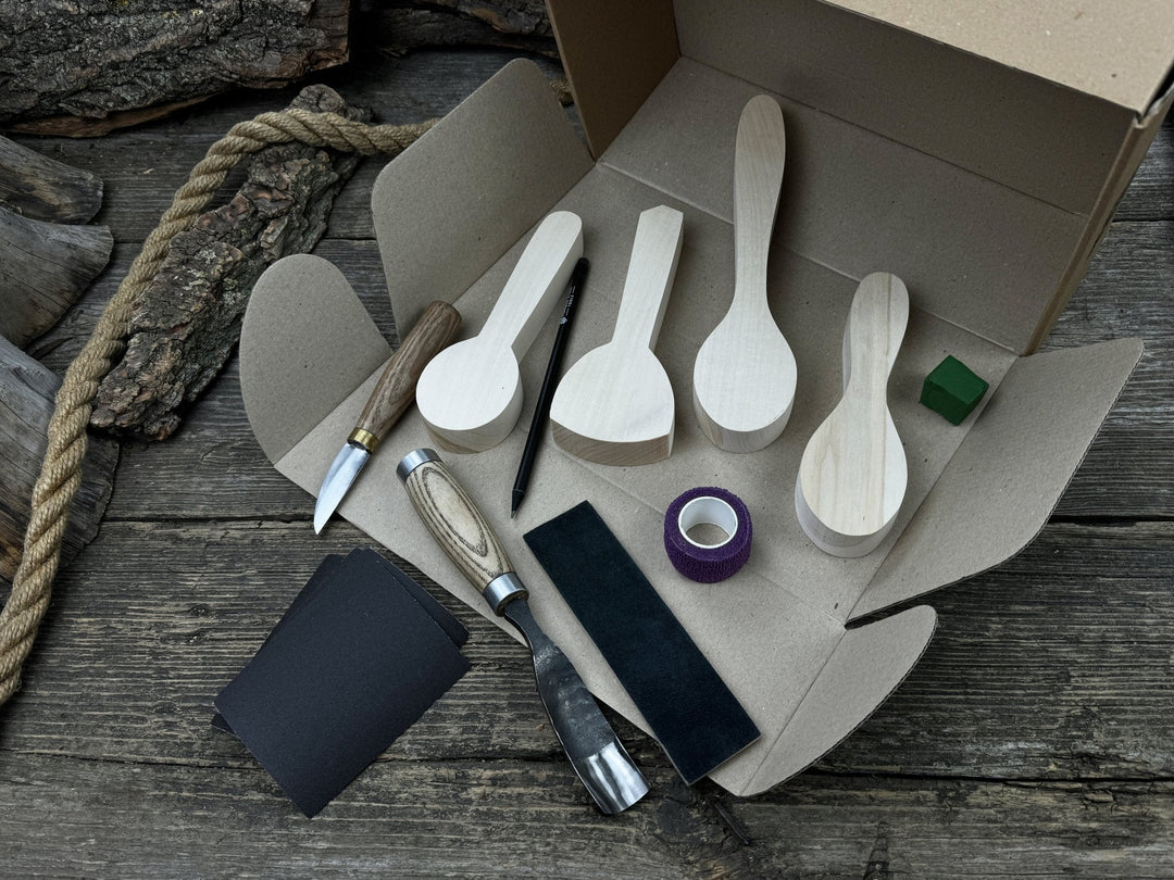 Spoon Carving Kit – DIY Wood Carving Set with Tools &amp; Spoon Blanks for Starters