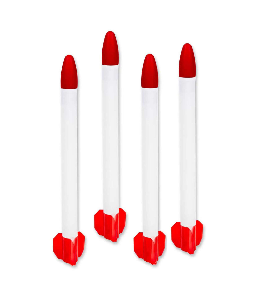 Compressed air rocket bounce kit 4-pack featuring durable foam rockets in red and white design.