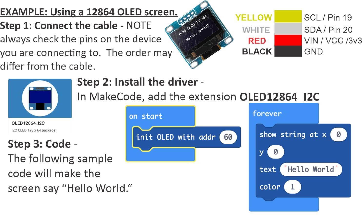 Mini Project Oled Display Mini OLED Display with Cable for Micro:bit Projects